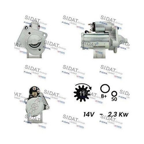 Démarreur Sidat S12VA0124A2 compatible Volvo et Ford | Pièce auto 12V