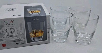 Italian Bormioli Rocco Luna Glasses Old Fashioned Whiskey Rocks Box Of 4