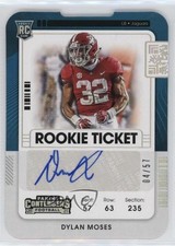2021 Panini Contenders Rookie Ticket Stub 4/57 Dylan Moses #299 Auto 0t50