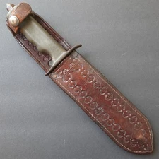 Original WWII US 1918 LF&C Cut Down Guard Leather Sheath Named? Trench Knife