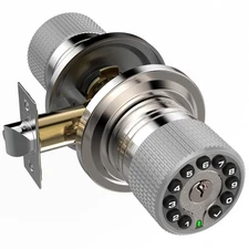 Smart Door Knob with Keypad and KeyKeyless Entry Door Lock with Rubber Grip A...
