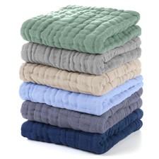 Muslin Baby Washcloths 6 Pack, 100 Cotton Wash Cloths for Babies, Large 12''...