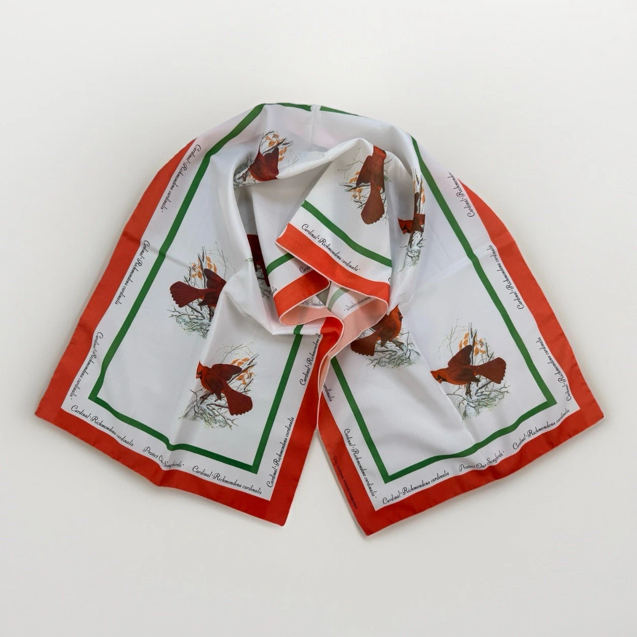 Vintage 1975 Cardinal Bird Scarf National Wildlife Federation Red Green Outdoor