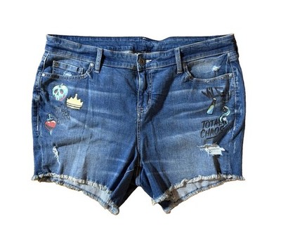 Women s Disney Villains Bad Vibes Only Denim Stretch Jean Shorts Size 18