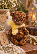 Handmade Miniature Crochet Teddy Bear 1:12 Dollhouse Artist Made OOAK