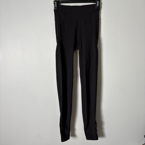 Lululemon Athletica Women's Ruched Leggings Size 2 Black Stretch Waist Pockets - Picture 2 of 11