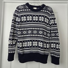 Crewcuts J.Crew Factory Fair Isle Snowflake Sweater Navy White Size L 10-11