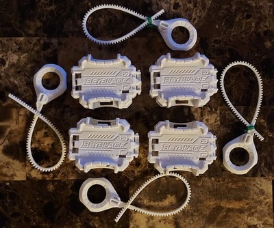 (4) Hasbro Beyblade Burst White Launchers w/Ripcords Lot