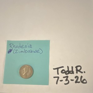 1953 Rhodesia 1 Penny Copper-Nickel Coin Queen Elizabeth II
