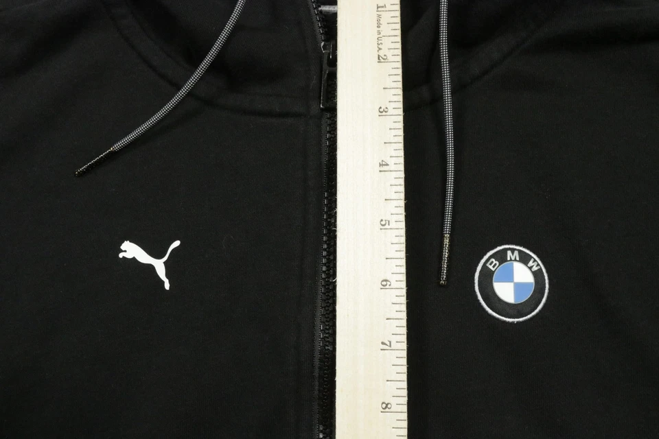 Puma BMW M Motorsport Hoodie Womens Black Full Zip Logo Sweatshirt Sleeve Print - Image 4 of 4