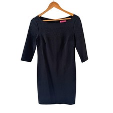 Betsey Johnson Cutout Sheath Dress Womens 6 Black Boat Neck LBD Cocktail Office