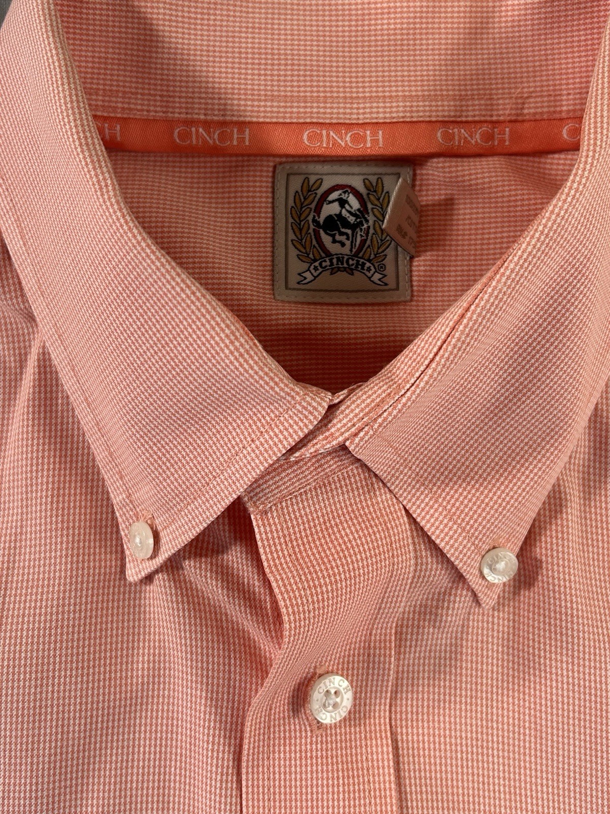 Cinch Orange Button Down Houndstooth Pattern Shir… - image 2
