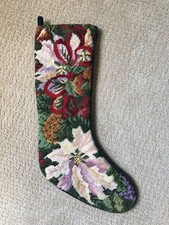 VINTAGE FINISHED NEEDLEPOINT CHRISTMAS STOCKI...