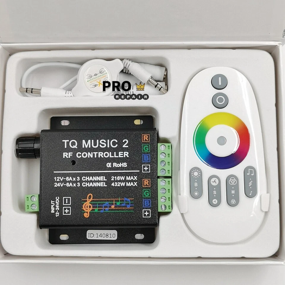 Music Touch RF 18A DC12-24V Audio 3.5mm Remote Control For LED RGB Strip Light - Image 2 of 4