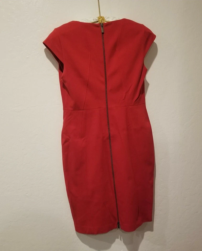 Classiques Entier Womens 10P Cap Sleeve Career Sheath Dress Stretch Lined Red - Image 2 of 4
