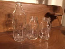 3 Antique/Vintage Pyrex Evenflo  Clear Glass Baby Nursing Bottles 4 & 8 Oz