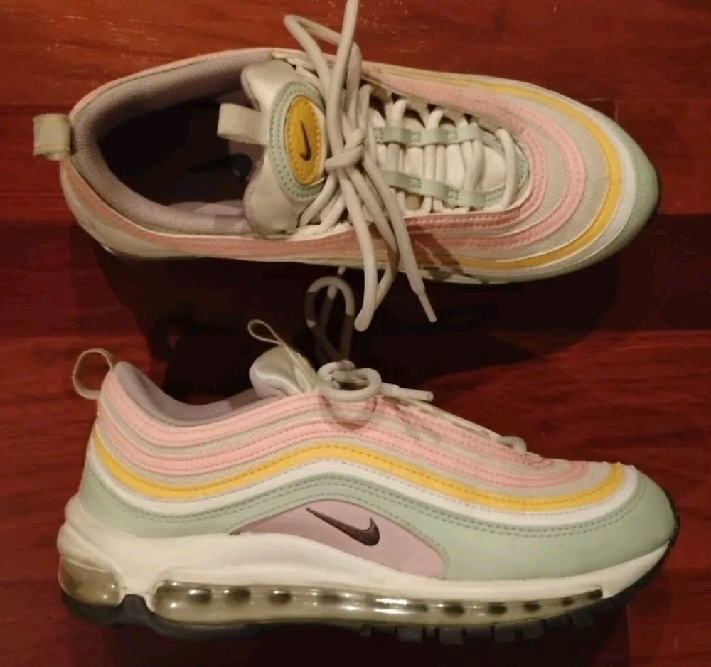 Nike Women Air Max 97 Pastel Pink White Green Sneakers Size 7.5