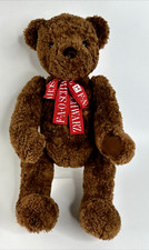 Vintage FAO Schwarz Teddy Plush Bear Jointed Brown Fifth Ave 24" Red Ribbon 1998