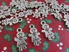 20pc Silver Plated Holiday Christmas Charm/bead/Craft K102-Gingerbread Girl