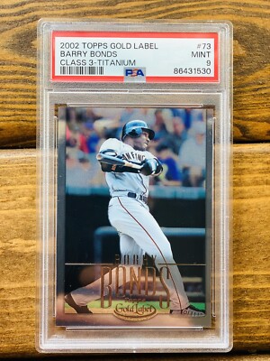 Barry Bonds Class 3 Titanium 25/100 1/1 Jersey Match 2002 Gold PSA 9 1;6500 Odds