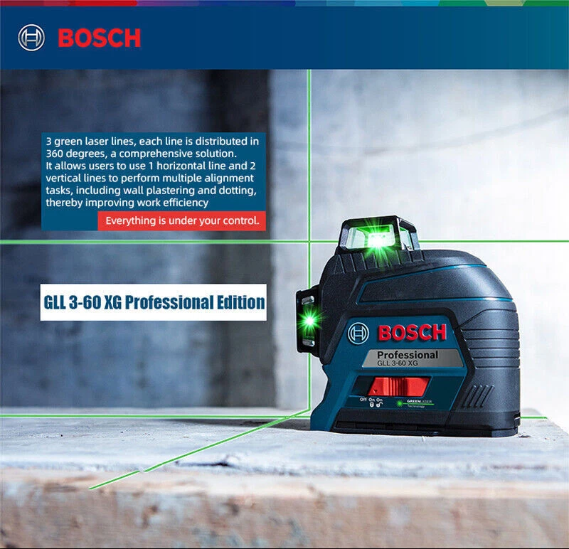 Bosch Laser Level GLL3-60XG 360 Grad Hochpräzises grünes Licht 12 Linienlevel - Bild 4 von 4