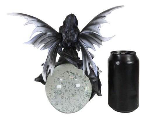 Fantasy Gathering Storm Gothic Fairy Sitting On Bubble Moon Glass Ball Statue - 第 8/9 張圖片