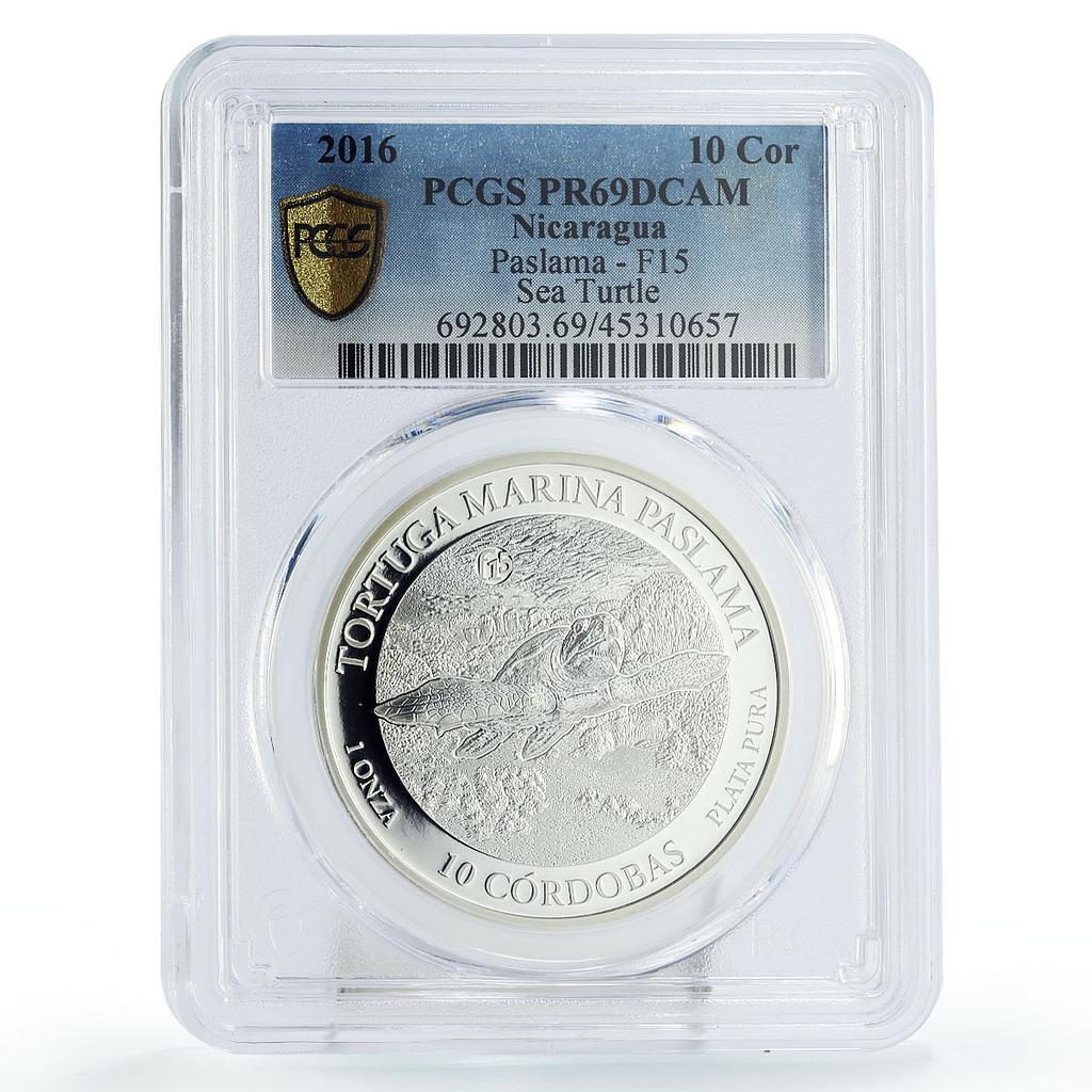 Nicaragua 10 cordobas Marine Life Sea Turtle Fauna PR69 PCGS