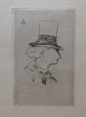 Edouard Manet.  Baudelaire de profil en chapeau. 1869 .  Radierung Guérin 31.