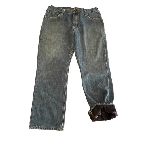 Carhartt Relaxed Fit Fleece-Lined 102803-966 Denim Blue Jeans Men's Sz 34x30