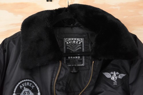 Avirex Tomcat Bomber Flight Insulated Patches Faux Fur Collar Jacket Mens XL - Picture 11 of 16