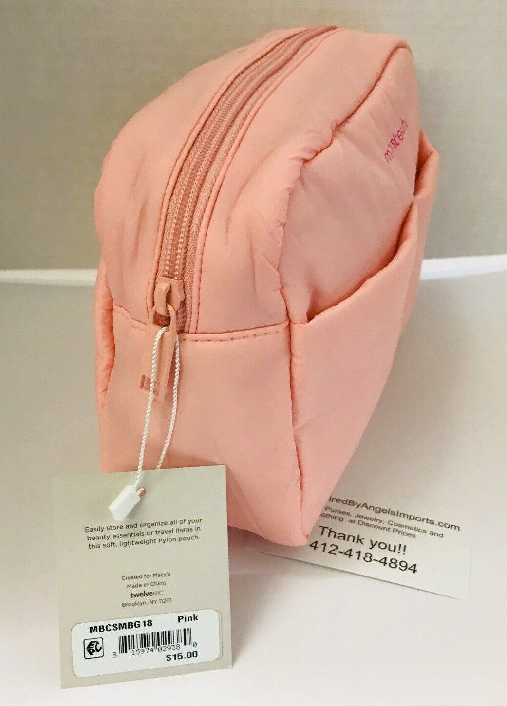 Pink Travel Cosmetic Bag Makeup Super Soft Quilt Zip Around Designer