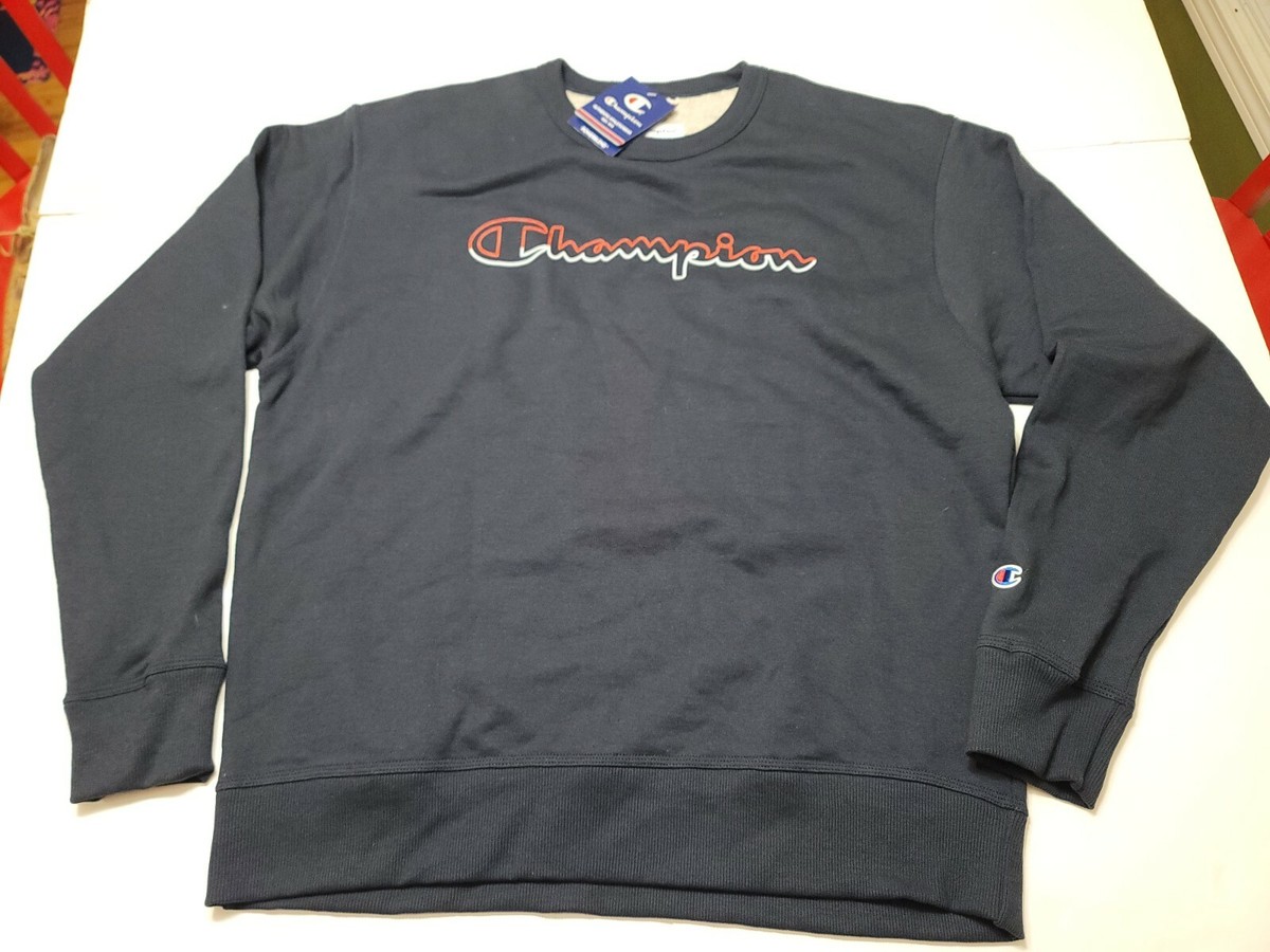 Champion Men's L Sweatshirt Fleece Crew Script Logo Sweatshirt