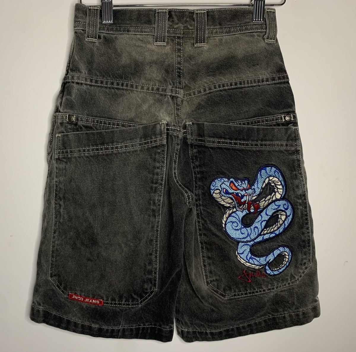 vintage JNCO snake jeans 90s YOUTH SIZE 8 denim shorts dragon