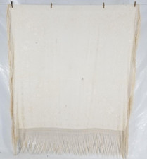 Vintage Chinese Silk Hand Embroidered Floral Piano Shawl 56x56 inches