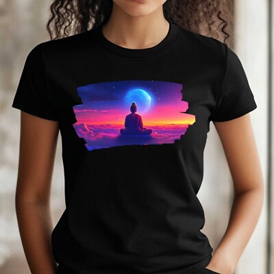 T-Shirt Frauen Buddha Schwebt Motiv Baumwolle Größe XS bis 3XL