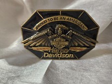 Harley Davidson Belt Buckle Proud To Be An American 1990 USA K88 Vintage
