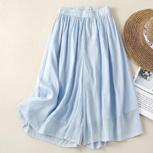 Neu atmungsaktive Damenhose Kunstleinen breites Bein übergroß lose Sommerhose - Bild 16 von 22