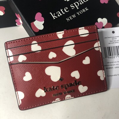 Kate Spade Staci Heart Pop Small Card Holder Red Multi MSRP $69 Valentines  Love