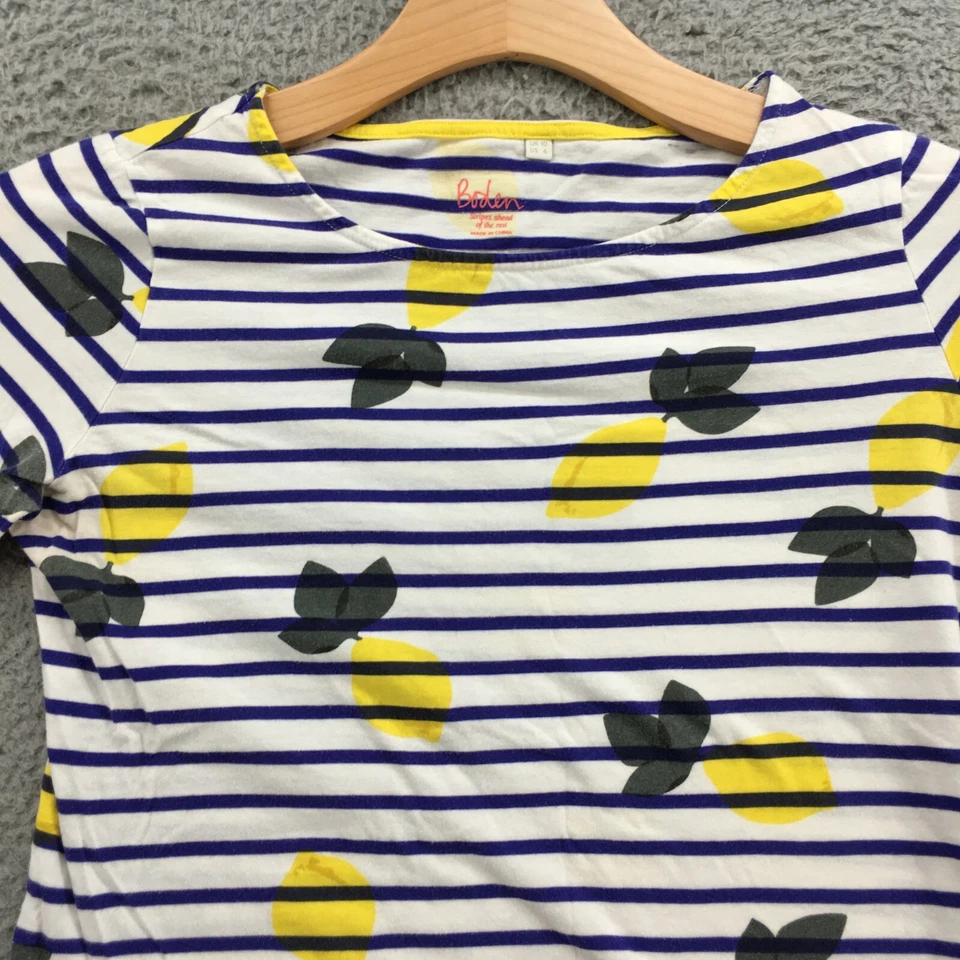 Camiseta Boden feminina manga longa 6 branca algodão listrada manga longa pulôver - Imagem 3 de 4