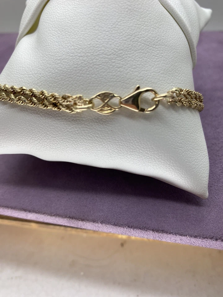 Pulseira de corda dupla ouro amarelo 14kt 0,40 ctw I1, diamante G-H 8" 1005793-2 - Imagem 4 de 4