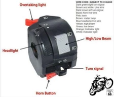 7/8" Left Motorcycle Switch Horn~Turn Signals~ High/Low Beam Headlight 