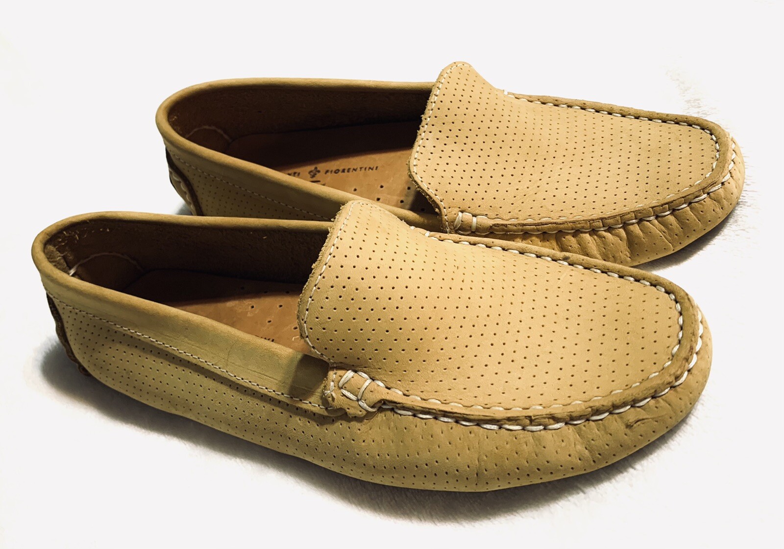 Gold Suede Moc Toe Driving Loafer 
