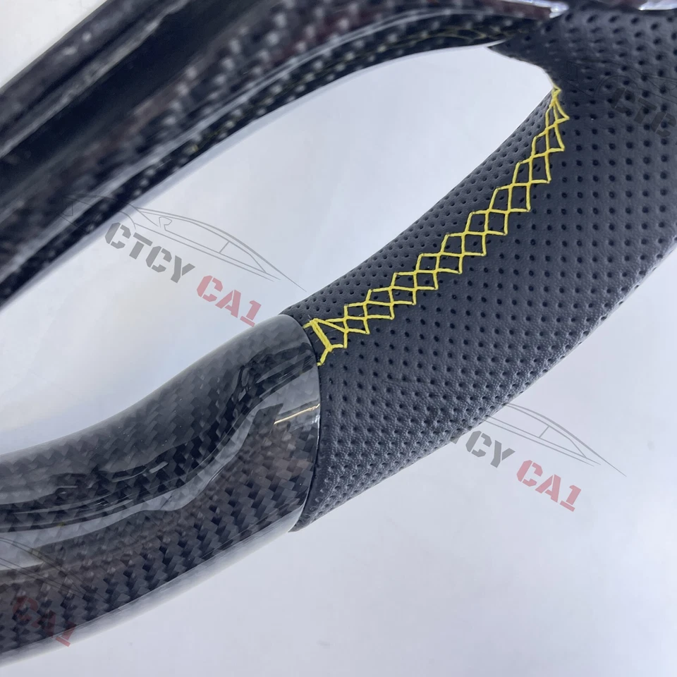 Volante de fibra de carbono personalizado para Honda CR-V 2012-2017 cuero perforado Foto 2 de 4