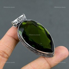 Sterling Silver Pear Peridot Stone Vintage Art Deco Birthday New Pendant Jewelry