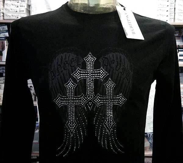 Vendetta Inc. Maglietta Uomo Angels And Devils | Girocollo, Stampa Frontale E Posteriore, Logo Ricamato, Cuciture Laterali A Contrasto – Colore Nero