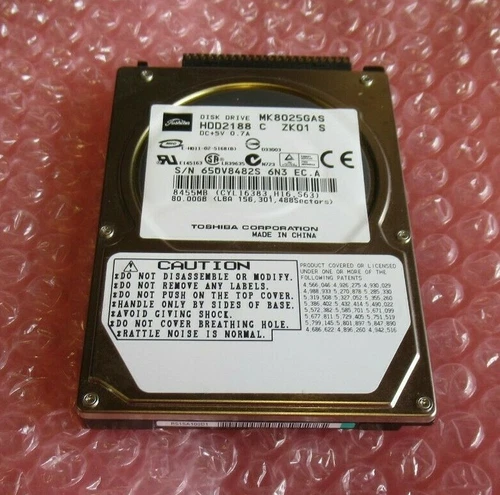 Toshiba HDD2188 MK8025GAS 80GB 4200RPM ATA-100 8MB 2.5" Internal Hard Drive