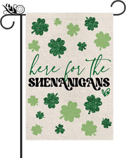 St. Patrick's Day Double-Sided Garden Flag - Shamrocks  Clovers 12.5x18 Inch