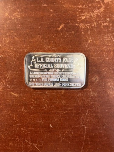 1974 L.A. County Fair Fun Zone Pig Vintage Silver Bar With SN
