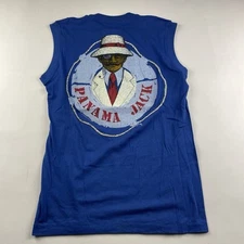 Vintage 80s 90s Panama Jack Large Tank Top Blue T-Shirt Surfer Beach Florida EUC