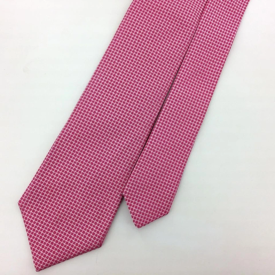 Галстук Luigi Borrelli Tie Италия Розовый Белый Сетка/Сетка Семикратный Галстук Роскошный Шелковый L3 - Изображение 4 из 4